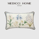 GobekUsa Botanical Leaf Watercolor Printed Linen Lumbar Pillowcase 30x50cm