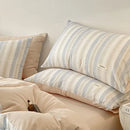 GobekUsa Grid Printed Cotton Fitted Sheet Set - Double-Sided Mix Color Quilt Cover
