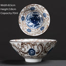 GobekUsa Blue & White Ceramic Kung Fu Tea Cup - Japanese Style Porcelain Sake Cups