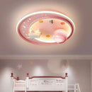 GobekUsa Kids Moon Astronaut LED Ceiling Light for Eye Care in Blue Pink Carton Theme