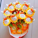 GobekUsa Knitted Sunflower & Rabbit Bouquet: Handmade Crochet DIY Home Decor & Gift
