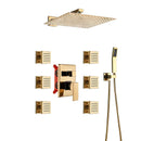 GobekUsa Gold Rainfall Shower Head Massage System Wall Mounted Bath Mixer Tap