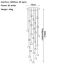 Modern Crystal Ball Pendant Light in Silver Iron