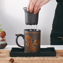 GobekUsa Dragon Purple Clay Tea Mug with Lid Strainer, Handmade Yixing Teacup