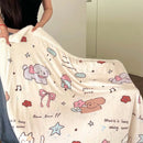 GobekUsa Cartoon Lamb Wool Blanket - Thick, Printed Coral Fleece Sofa Cover