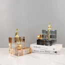 GobekUsa Geometric Stair Crystal Ornament Metal Gold Sculpture