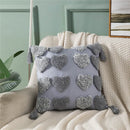 GobekUsa Heart Embroidery Cushion Cover 45x45cm Orange Grey Geometric Pillowcase