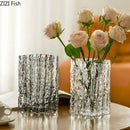 GobekUsa Clear Ice Vase for Hydroponic Flowers Desk Decor Bouquets Minimalist Floral Arrangement Modern Glass Pot