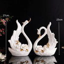 GobekUsa Elegant Swan Sculpture Figurines Pair for Home Décor & Wedding Gift
