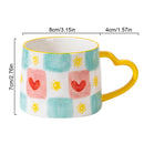 GobekUsa Love Heart Ceramic Mug: Hand-Painted Coffee Cup for Valentine's Day Gift