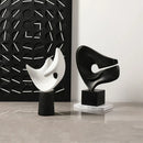 GobekUsa Abstract Hollowed-out Resin Sculpture, Black and White Modern Home Decor Statue.