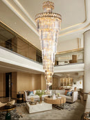 GobekUsa Gold Stainless Steel Crystal Chandelier Pendant Light for Large Home, Staircase Glam