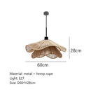 GobekUsa Hemp Rope Chandelier: Nordic Minimalist Wabi Sabi LED Pendant Light for Dining & Bedroom