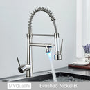 GobekUsa Dual Spout LED Kitchen Faucet 360 Rotate Hot Cold Mixer for Stylish Sink