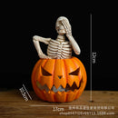 GobekUsa Halloween Skull Pumpkin Skeleton Sculpture Resin Home Decor Statuette
