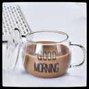 GobekUsa Cute Letter Glass Mug, 380ml: Strawberry Tea Coffee Cup, Breakfast Milk Drinkware