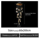 GobekUsa Diamond Crystal Chandelier Staircase LED Large Living Room Hall Lighting