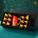 GobekUsa Gold Twelve Animal Head Ceramic Wine Shot Glasses Set for Home Decoration
