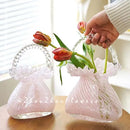 GobekUsa Crystal Flower Basket: Handmade Glass Plant Vase Home Wedding Decor