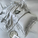 GobekUsa Luxe 1500TC Egyptian Cotton Lace Wide Edge Bedding Set: Duvet Cover, Sheet, Pillowcases