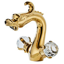 GobekUsa Gold Crystal Double Handle Basin Faucet for Bathroom Sink Mixer Tap