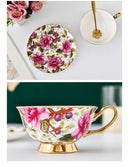 GobekUsa Bone China Tea Cup Set with Saucer Spoon - Elegant Black Tea Party Coffeeware