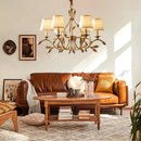 GobekUsa Gold Copper Chandelier with Fabric Shades & LED Lighting