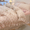 GobekUsa Korean Princess Floral Print Bedding Set in Washed Cotton for Girls