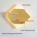 GobekUsa LED Bedside Shelf Wall Lamp with USB Charger - Modern Minimalist Bedroom Reading Light