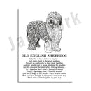 GobekUsa Cozy Canine Collection: Dog Poetry Poster featuring Lhasa, Sheepdog, Terrier, Bulldog, Tibetan, Yorkie