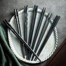 GobekUsa Japanese Style Black Alloy Chopsticks - 10 Pairs | Anti-Slip, Moisture-Proof, High Temperature Tableware