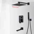 GobekUsa Black Wall Mounted Shower System with Handshower - 12/16 Inch Rainwater Faucet