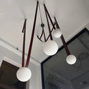 GobekUsa Leather Glass Ball Pendant Light for Living Room, Adjustable Belt DIY Fixture