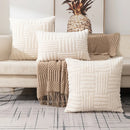 GobekUsa Boho Faux Fur Plush Throw Pillow Covers, Cream White Luxury Soft Fluffy Decorative Pillowcase