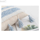 GobekUsa Blue Grey Stripe Tufted Cushion Cover 45x45cm/30x50cm for Home Decoration
