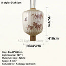 GobekUsa Bamboo Leaf Pattern Lantern Pendent Lamp - Hand-painted Japanese Style Room Decor