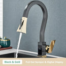 GobekUsa Black Brass Kitchen Faucet with Digital Temperature Display & Dual Water Sprayer