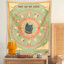 GobekUsa Cat Tapestry Soul Tarot Zodiac Constellation Wheel Retro Boho Living Room Decor