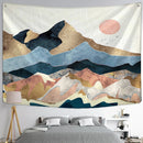 Abstract Mountains Oil Painting Tapestry Wall Hanging for Boho Witchcraft Aesthetics Room Decor by GobekUsa