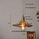 GobekUsa Brass Knob Switch LED Pendant Light, Nordic Amber Glass Hanging Lamp