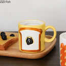 GobekUsa Cat & Bread Pattern Ceramic Cup 200ml Coffee Mug Tea Afternoon Teacup Juice Mug