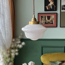 GobekUsa Cream Glass LED Pendant Brass Hanging Lamp for Kitchen Restaurant Living Room