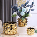 GobekUsa Gold Ceramic Flower Pot Geometry Vase for Succulents and Floral Arrangements