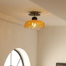 GobekUsa Amber Glass Ceiling Lamp Wood Nordic Modern Bedroom Bathroom Light