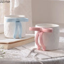 GobekUsa Bowknot Ceramic Mug & Saucer Set - Tea, Coffee, Juice Cup for Dining Table
