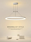 GobekUsa Black Ring LED Pendant Chandelier for Living Room, Bedroom, Kitchen - Modern Minimalist Lighting