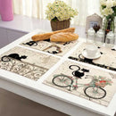 GobekUsa Black Cat Linen Placemat Set for Dining Table & Kitchen Decor
