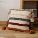 GobekUsa Knit Boho Tassels Cushion Cover Ivory Beige Orange Grey Soft Pillow Cover