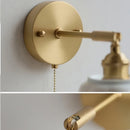 GobekUsa Copper Wall Light Fixture Bedroom Bedside Sconce White Ceramic Lamp