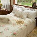 GobekUsa Lace Ruffles Bed Skirt Set with Pillowcases for 1.2-2M Beds